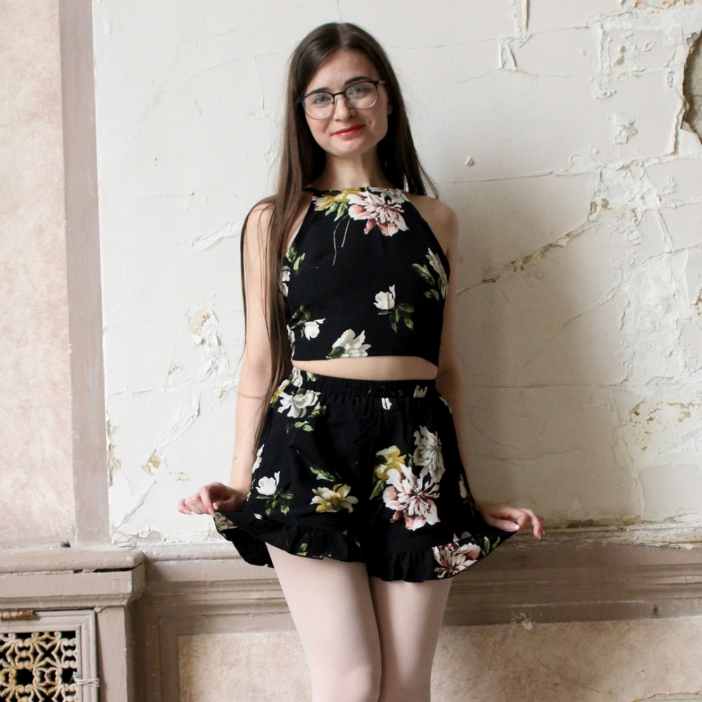 Cute Floral Shorts & Crop Top Set